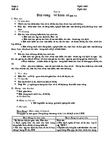 Giáo án Đại số 10 - Tiết 14, Bài: Đại cương về hàm số