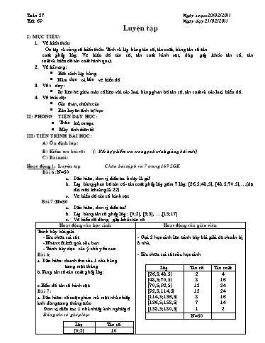 Giáo án Đại số 10 - Tiết 69: Luyện tập