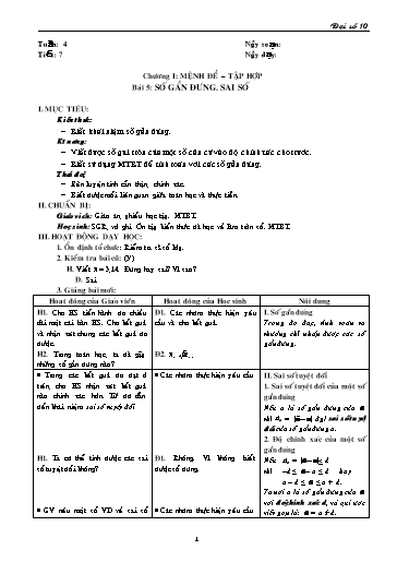 Giáo án Đại số 10 - Tiết 7, Bài 5: Số gần đúng. Sai số