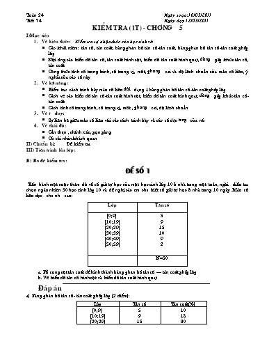 Giáo án Đại số 10 - Tiết 74: Kiểm tra 1 tiết chương V