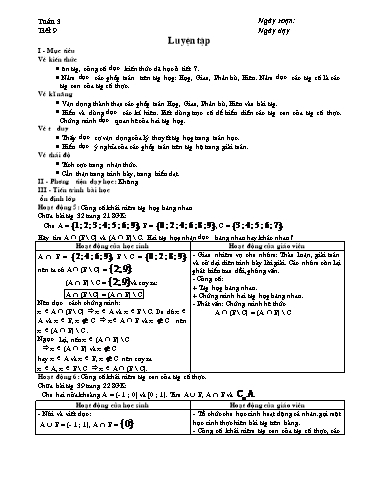 Giáo án Đại số 10 - Tiết 9: Luyện tập