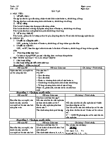 Giáo án Giải tích 11 nâng cao - Tiết 28: Bài tập