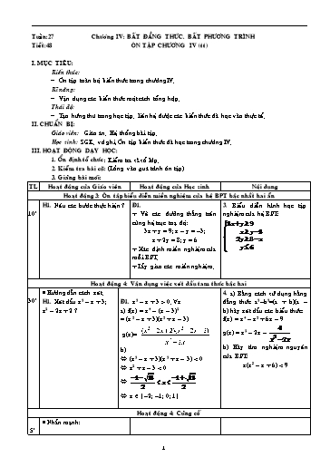 Giáo án Giải tích 11 - Tiết 48, Bài: Ôn tập chương IV