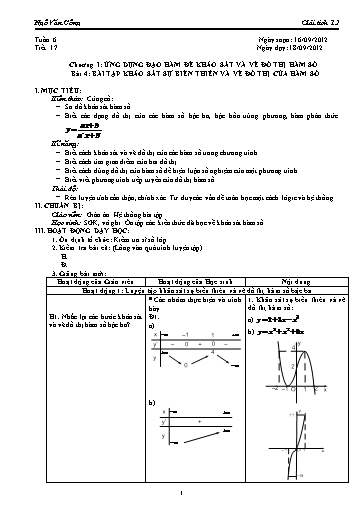 Giáo án Giải tích 12 - Tiết 17, Bài 4: Bài tập Khảo sát sự biến thiên và vẽ đồ thị của hàm số - Ngô Văn Công
