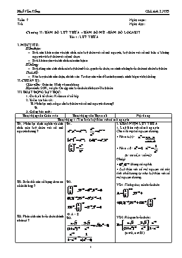 Giáo án Giải tích 12 - Tiết 23, Bài 1: Lũy thừa - Ngô Văn Công
