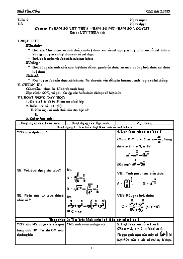 Giáo án Giải tích 12 - Tiết 24, Bài 1: Lũy thừa - Ngô Văn Công