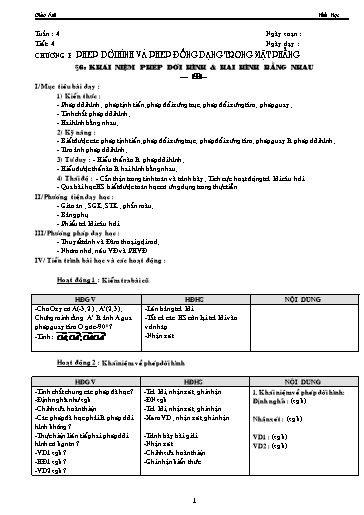 Giáo án Hình học 11 - Tiết 4, Bài 6: Khái niệm phép dời hình & 2 hình bằng nhau