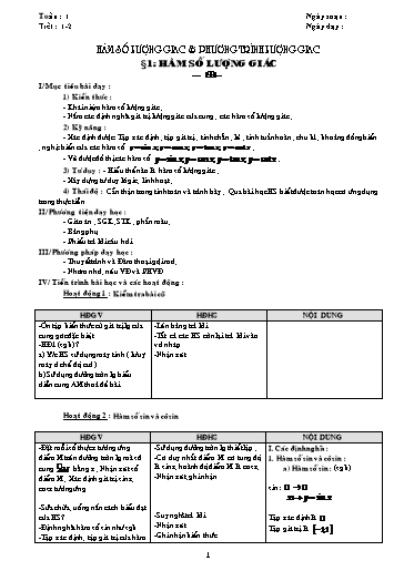 Giáo án học kì I môn Toán 11 (Cơ bản)