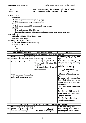 Giáo án học kì II môn Đại số 11 nâng cao - Trường THPT Thống Nhất